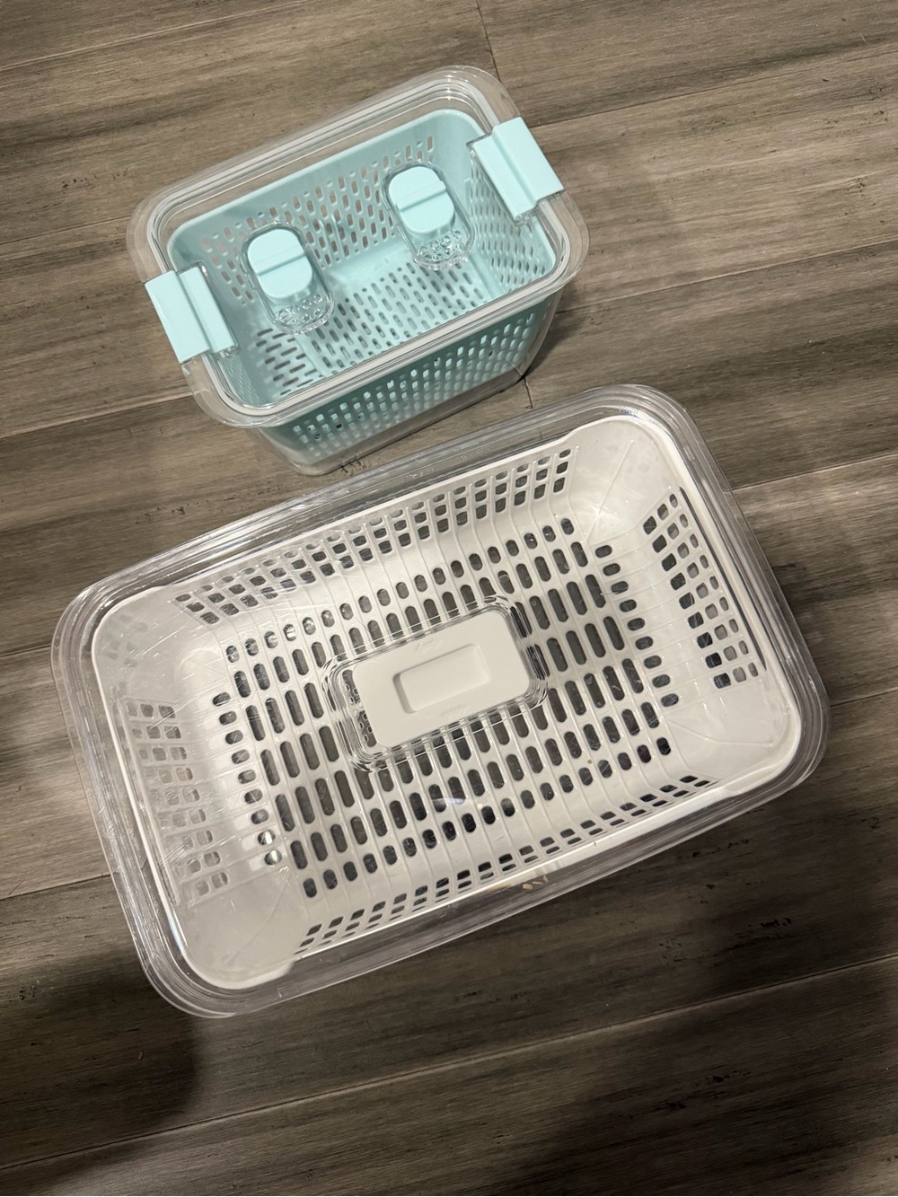 Plastic Storage Basket Set - White and Light Blue